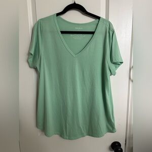 Torrid Light Green V-Neck Short Sleeve Top